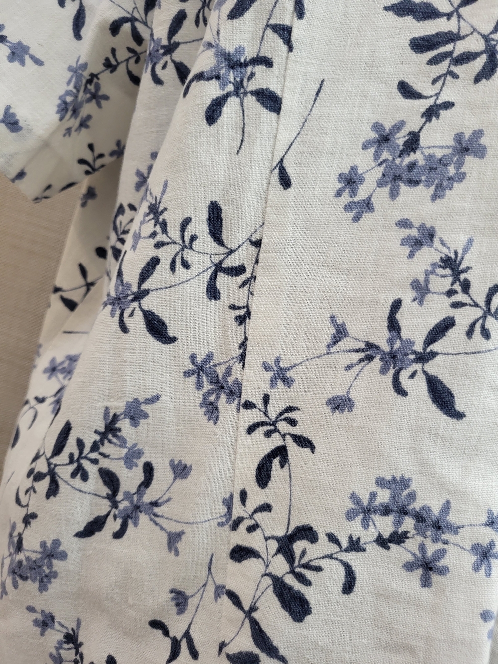 Elisabeth Women's White Blue Floral Linen Blend Button Down Blouse Size 16 - Picture 10 of 12